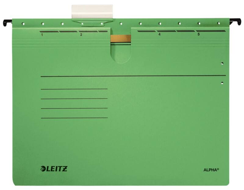 Leitz ALPHA Hängehefter 1984 DIN A4 Kaufmännische Heftung V-Base 15 mm 275 g/m² Grün 100% Recycelter Pendarec-Karton 5 Stück