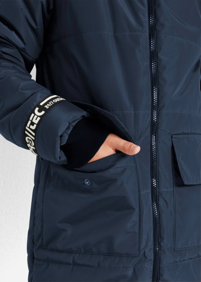 Jungen Winterparka mit abnehmbarem Fellimitatkragen
