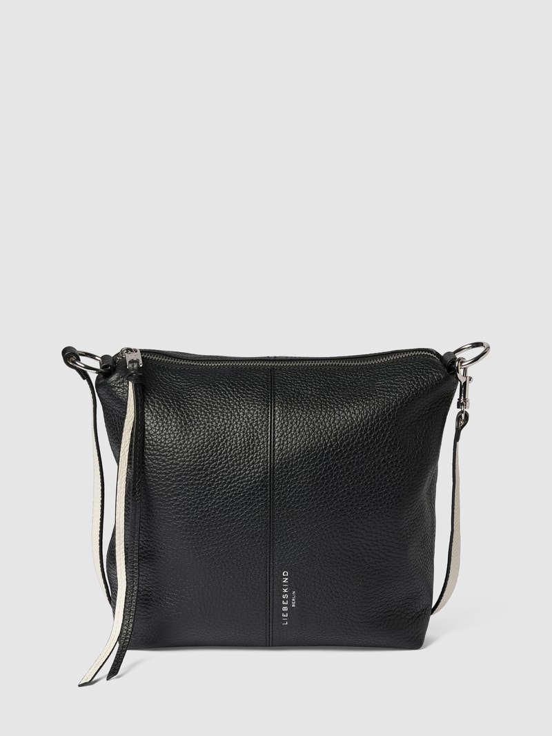 Hobo Bag aus Leder mit Label-Detail Modell 'AISSA' in schwarz