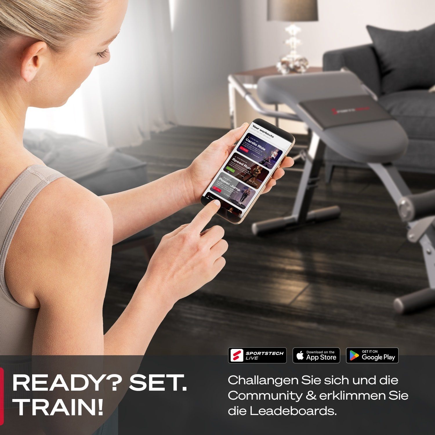 Sportstech Hantelbank BRT200, Gesund&Fit 6in1 Rückentrainer & Bauchtrainer