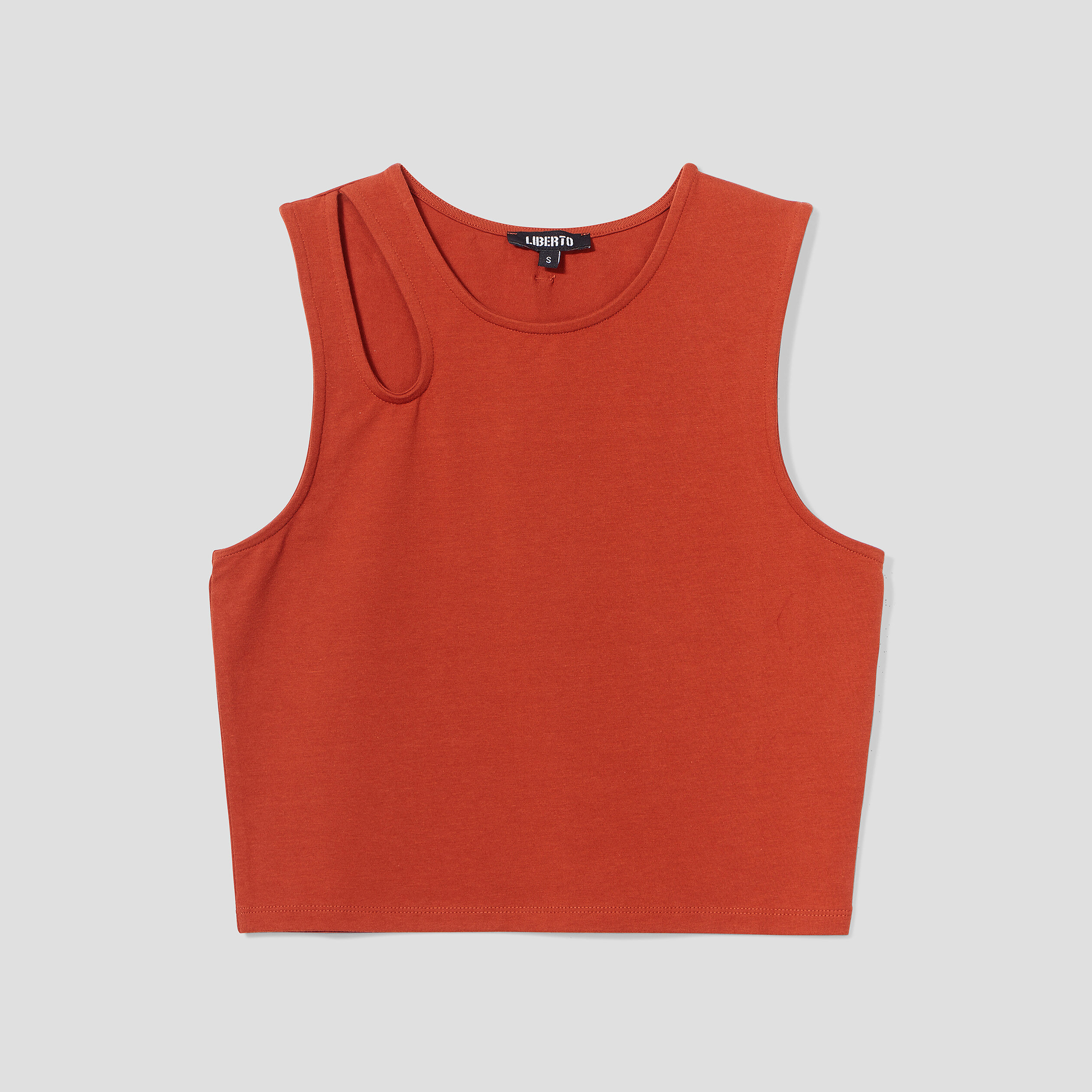 Débardeur cropped ajusté avec ouverture orange foncé femme | La Halle