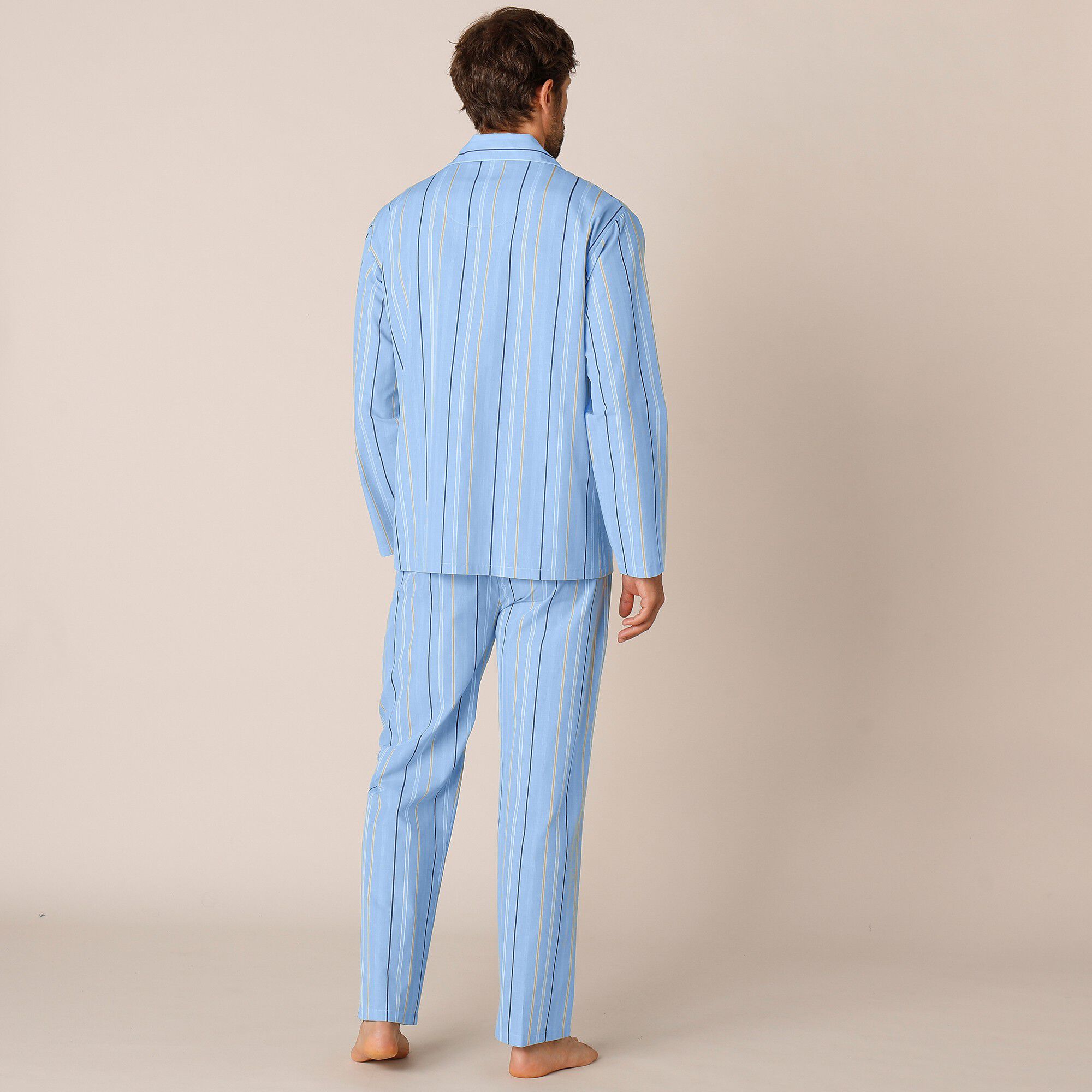 Pyjama rayé polyester/coton popeline