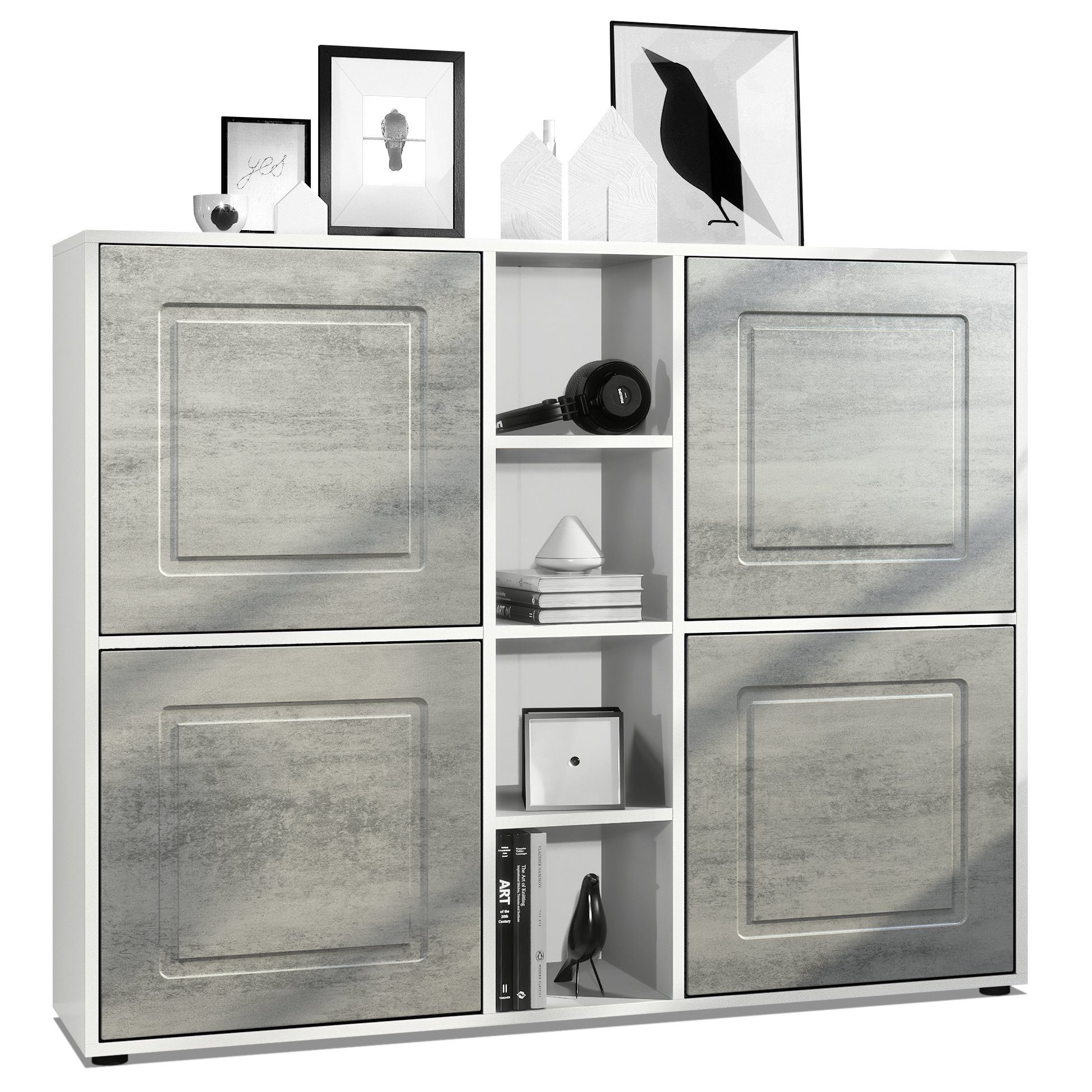 Möbelhandel Klipenstein Highboard NOAH V3 Kommode Schrank Landhaus Korpus weiß matt
