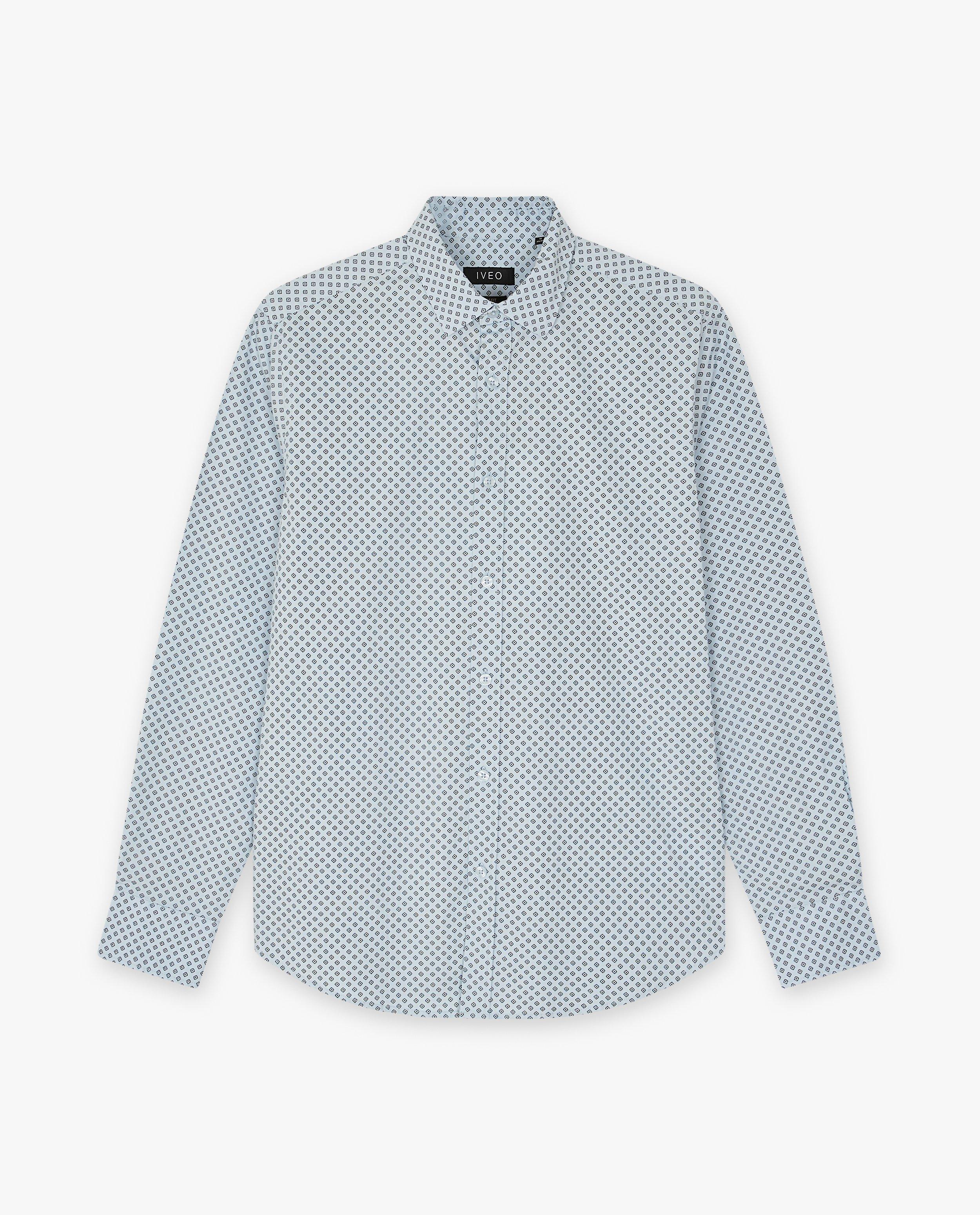 Világoskék, mikronyomott mintás irányító ing, slim fit