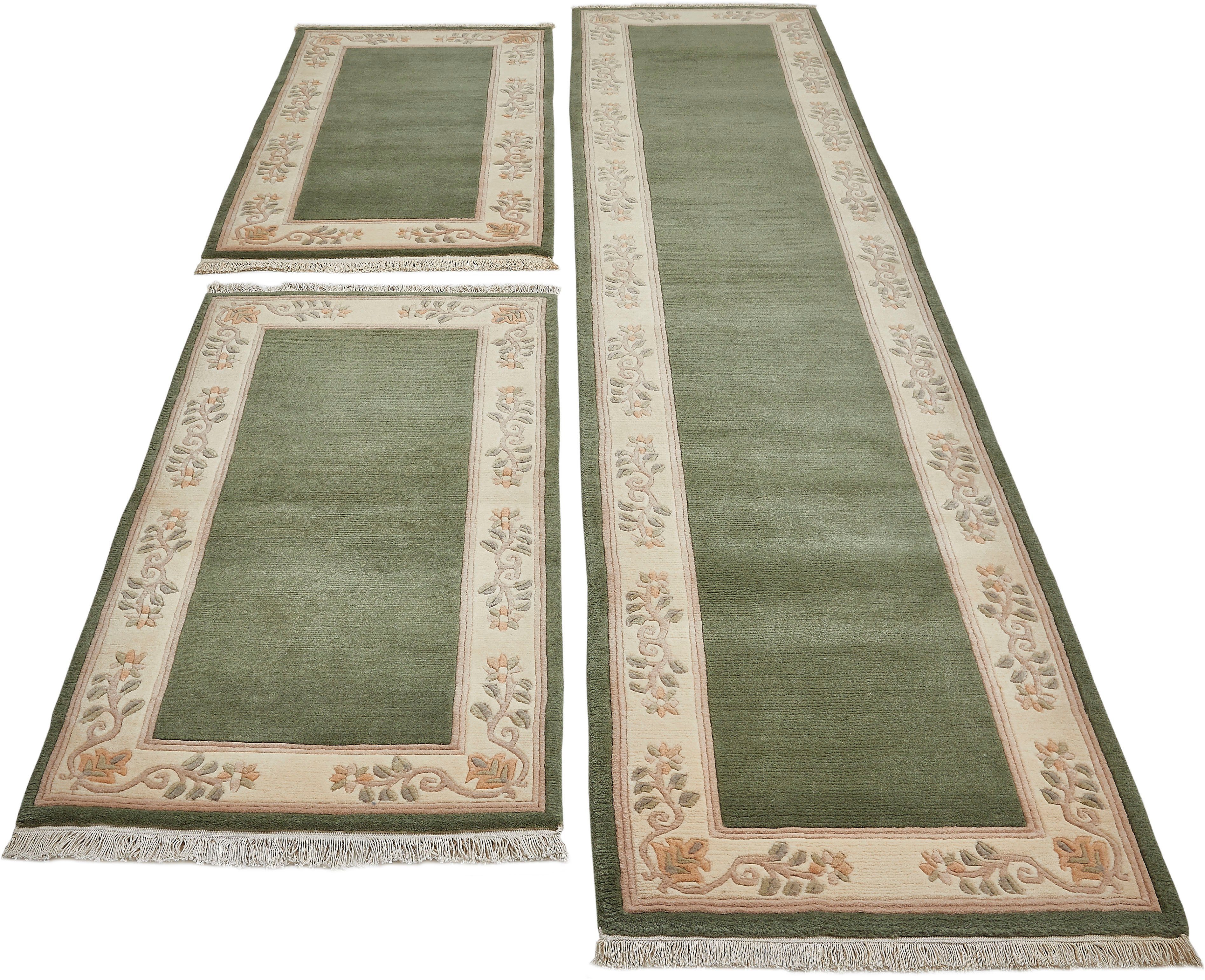 Bettumrandung Bettvorleger Adour LUXOR living, Höhe 18 mm, (3-tlg), Läufer-Set, reine Wolle, handgeknüpft, mit Bordüre und Fransen