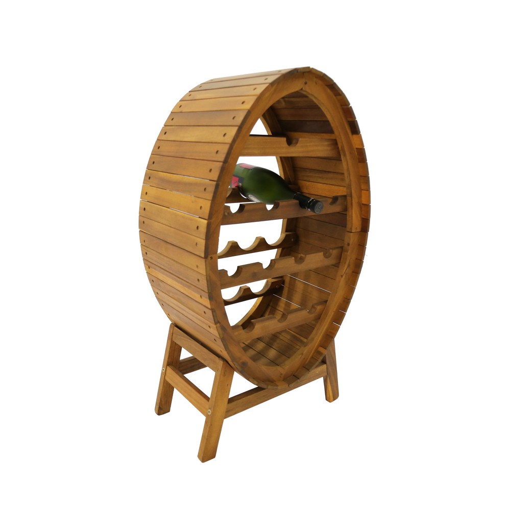 HC Garten & Freizeit Weinregal rund aus hochwertigem Akazienholz
