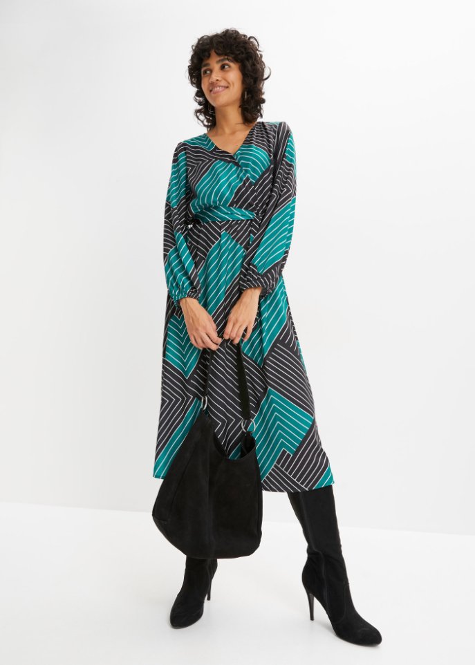 bedrucktes Satin-Midikleid
