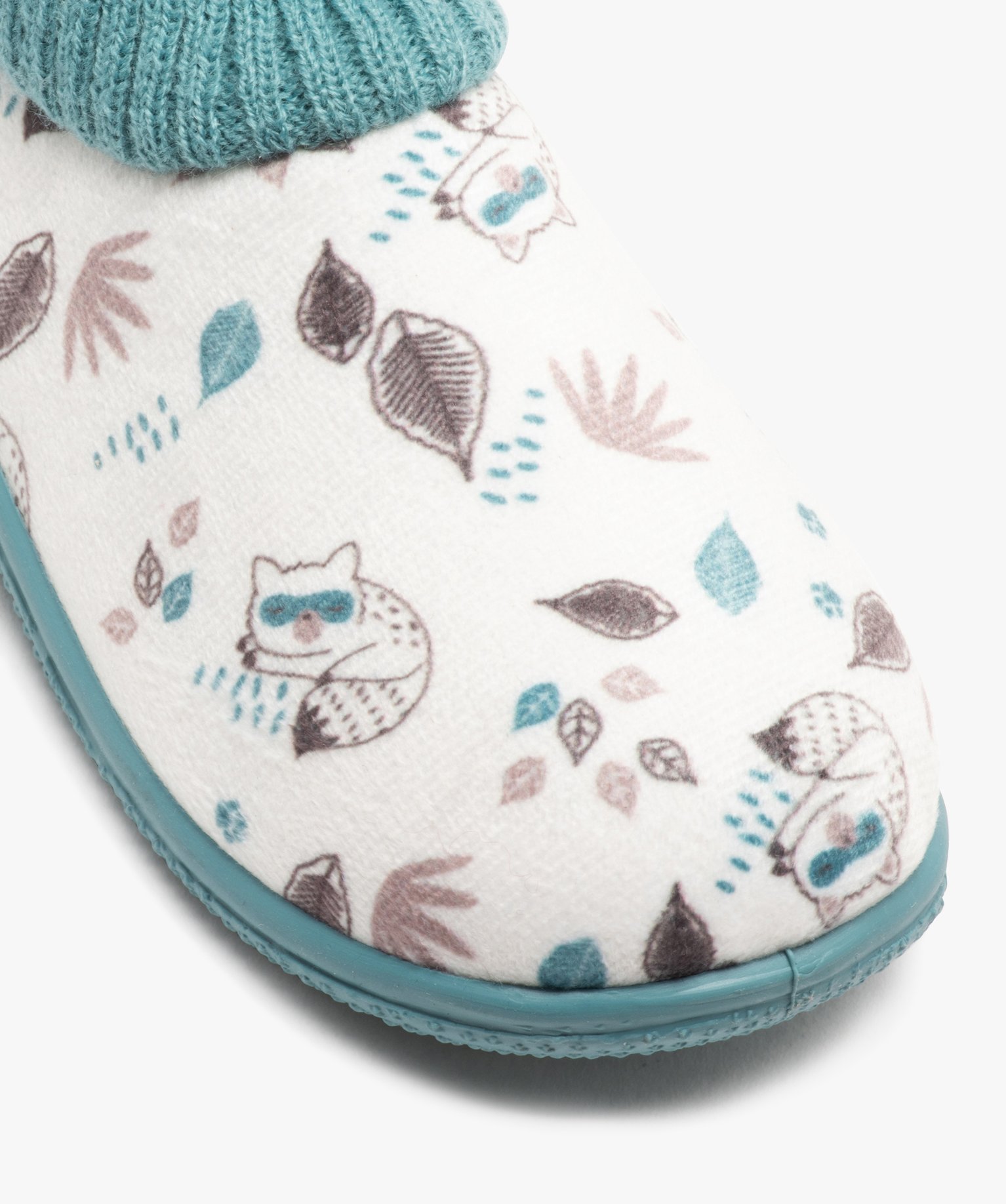 Chaussons Garçon imprimés en velours ras et col chaussette beige | GEMO