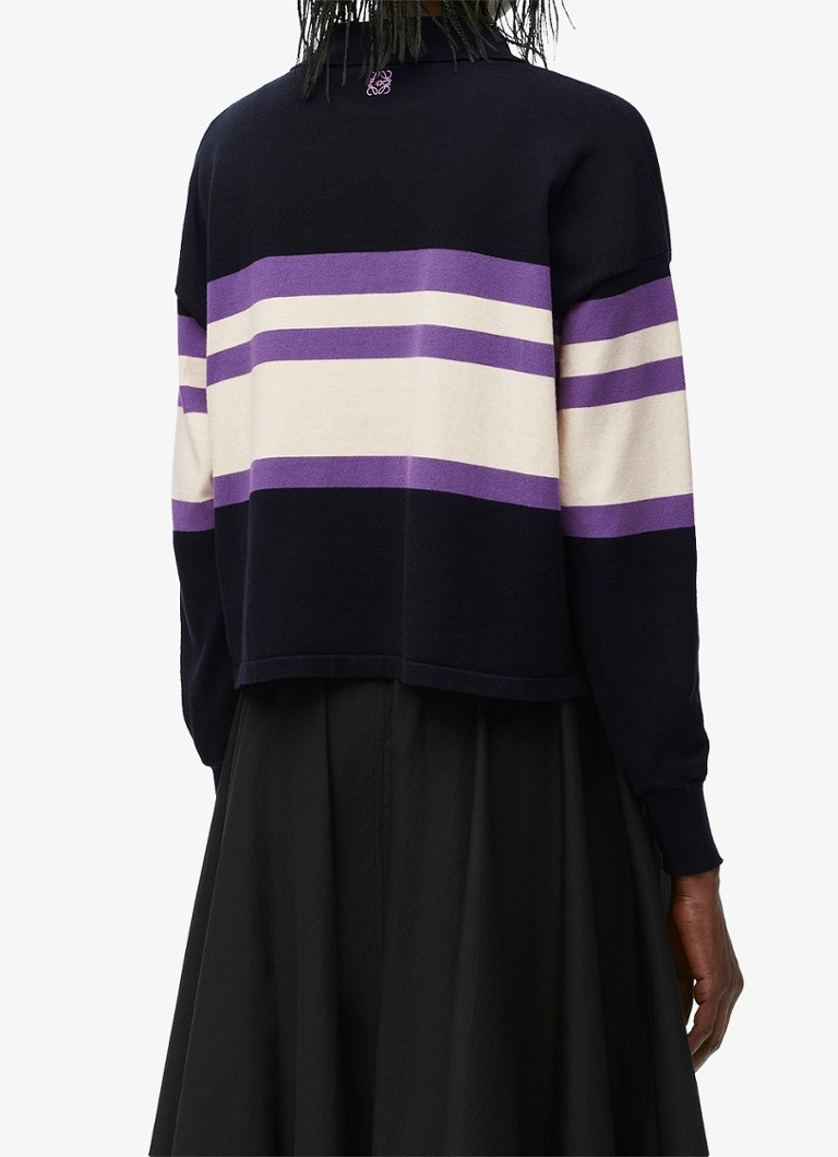 LOEWE Polo collar and stripe print sweater