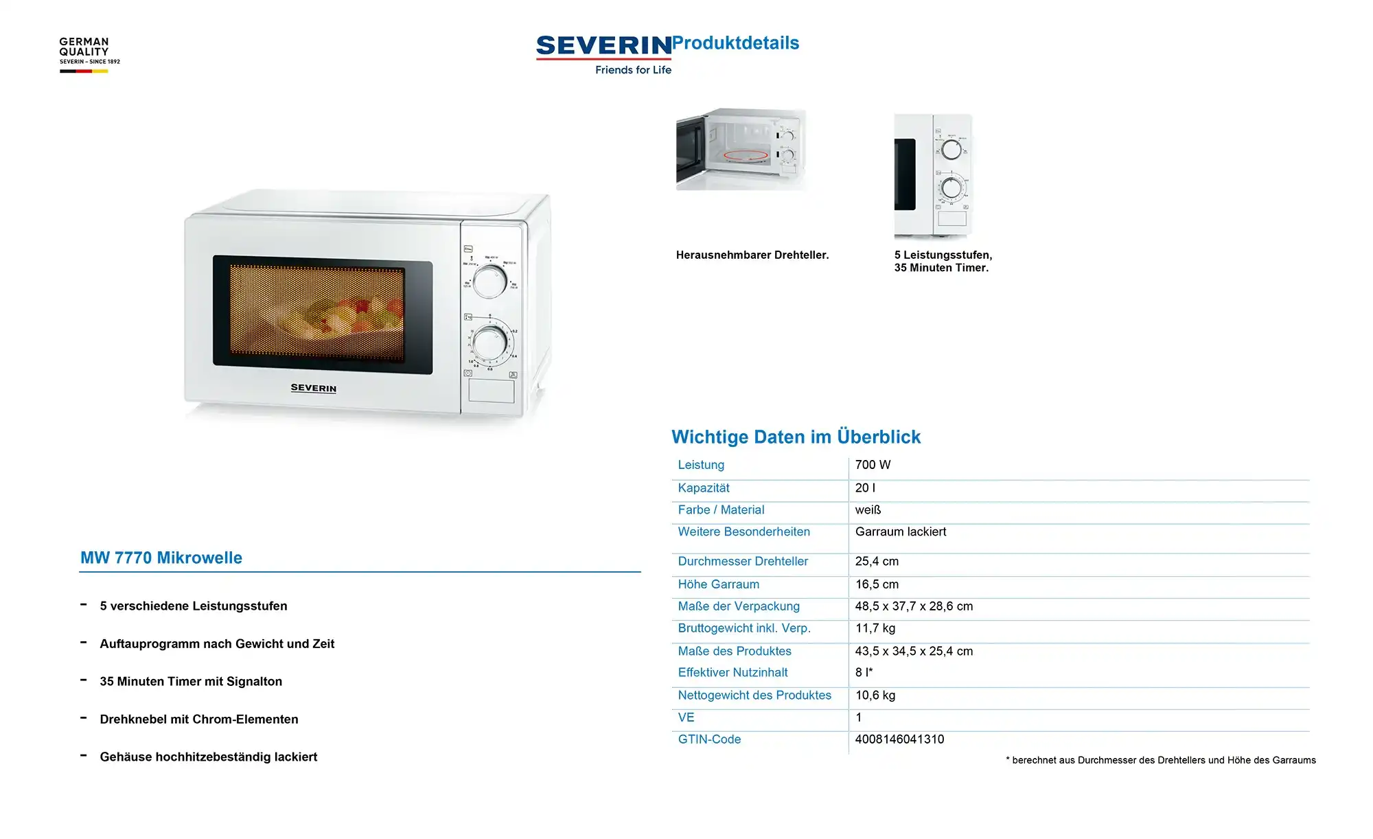 SEVERIN Mikrowelle MW 7770