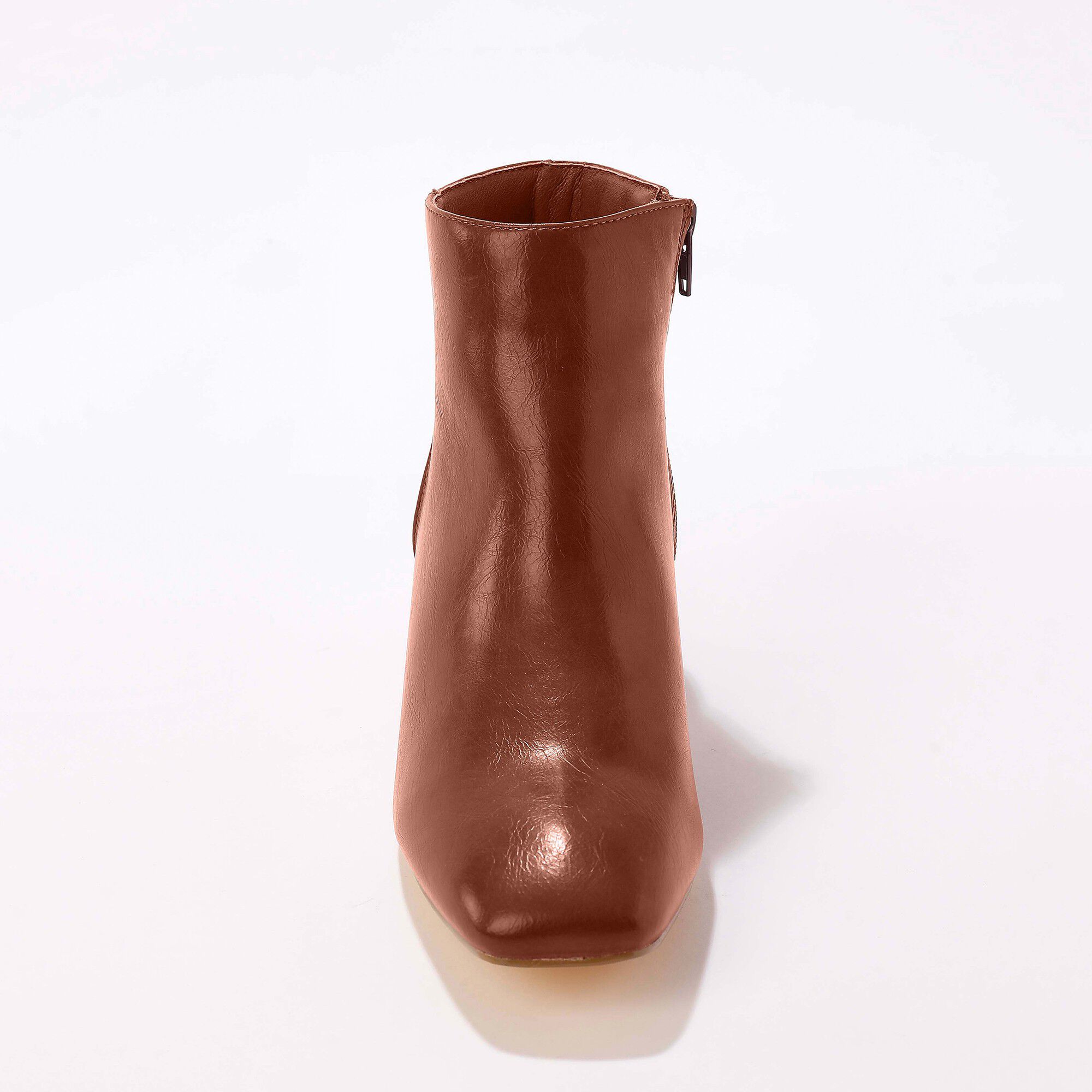 Boots zippées bout carré, dos texturé effet croco