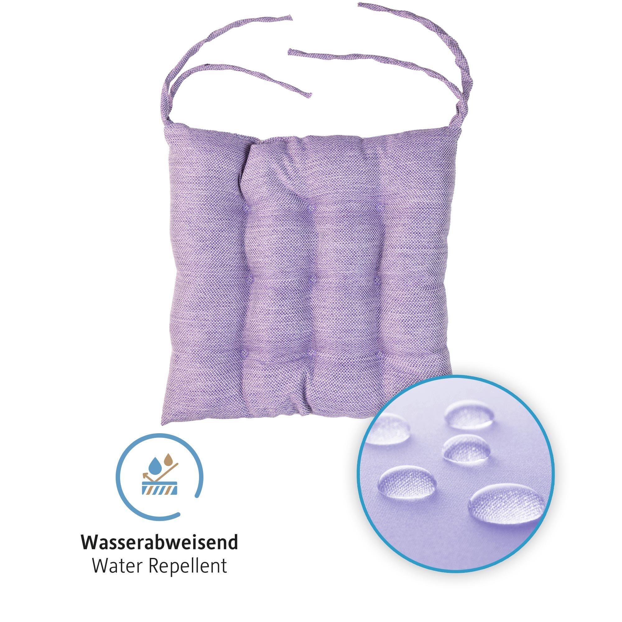 Komfortec Stuhlkissen 40x40 cm, 100% Mikrofaser Sitzkissen 220 g/m², Wasserabweisend, Dekokissen Sitzauflage mit Bändern Gartenstuhl für Innen&Außen