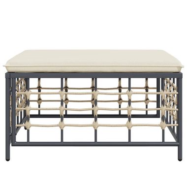 vidaXL Loungesofa Gartenhocker mit Beige Kissen Poly Rattan, 1 Teile