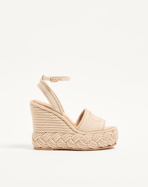 VLogo Torchon Wedge Sandal in Linen Canvas 130mm