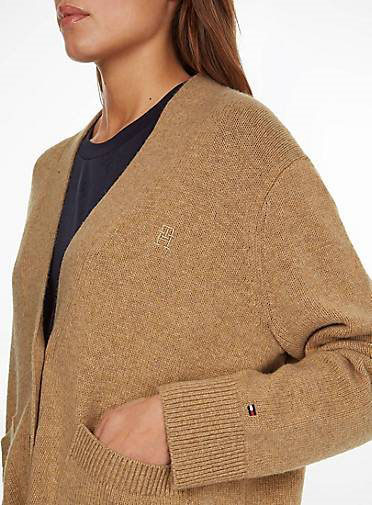 TOMMY HILFIGER Damen Strickjacke WOOL BLEND CARDIGAN Oversized Fit