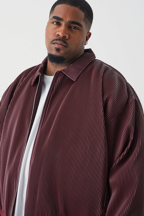 Plus kastige Harrington-Jacke aus Kunstleder