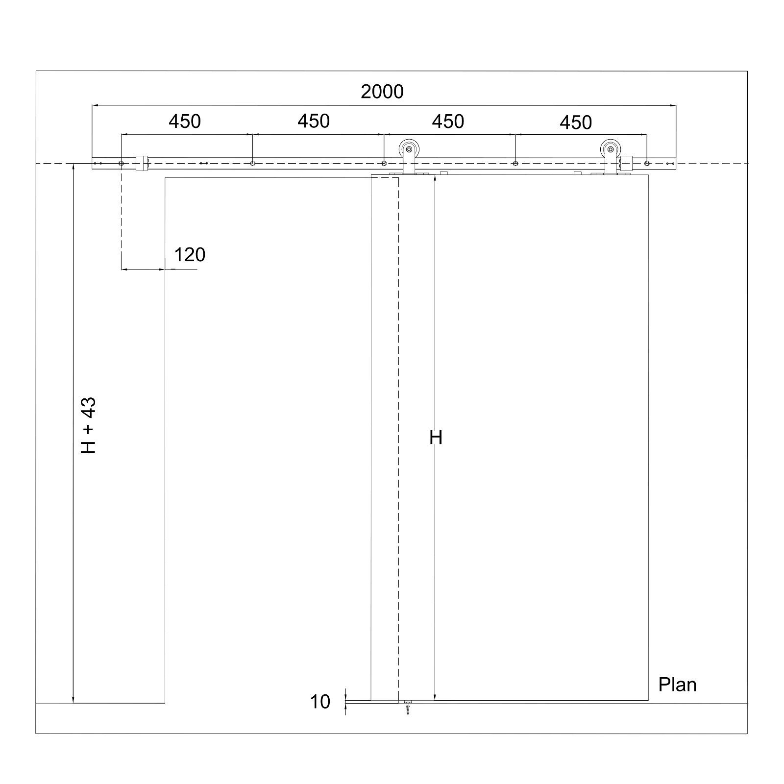 SO-TECH® Schiebetür, belastbar bis 100 kg Komplettset