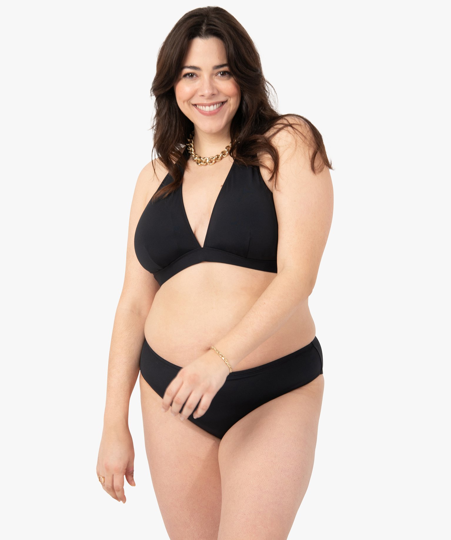 Bas de maillot de bain femme grande taille forme culotte noir | GEMO