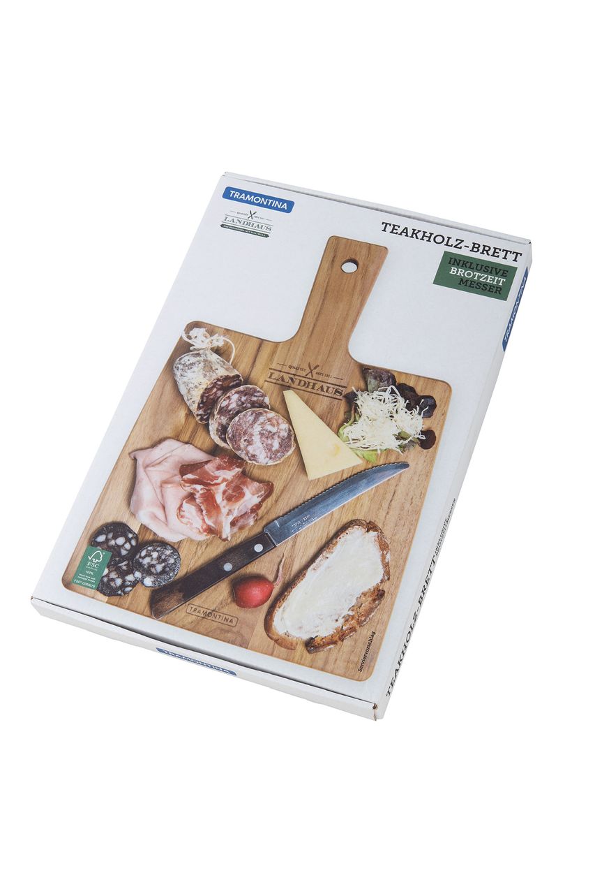Tramontina Geschenkset Schneidebrett Teak inkl. Brotzeitmesser