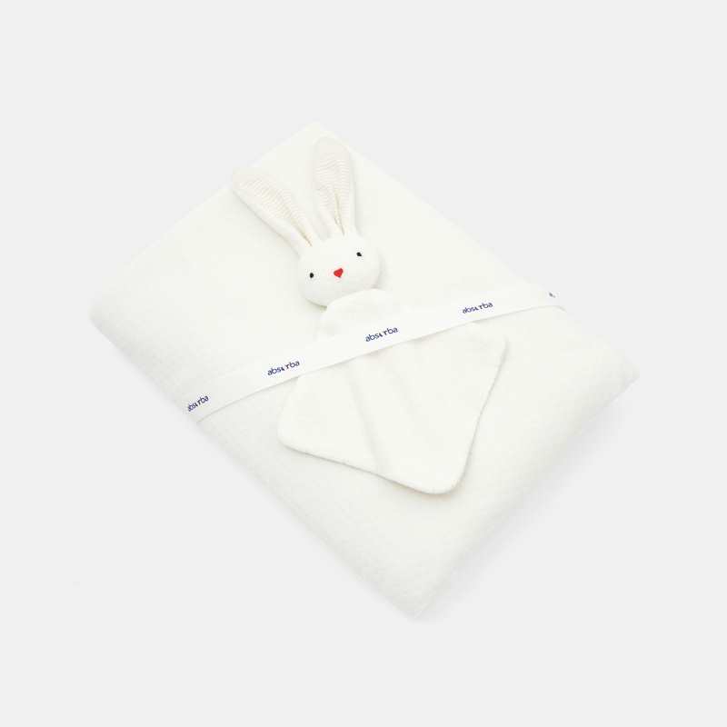 Couverture velours et doudou lapin naissance Absorba