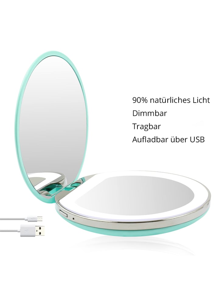 Ailoria MAQUILLAGE Taschenspiegel mit dimmbarer LED-Beleuchtung (USB) in türkis günstig kaufen onesize