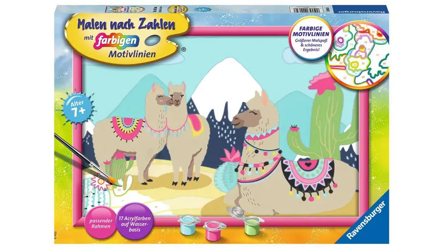Ravensburger Beschäftigung - Malen nach Zahlen - Glückliche Lamas – Kinder ab 7 Jahren