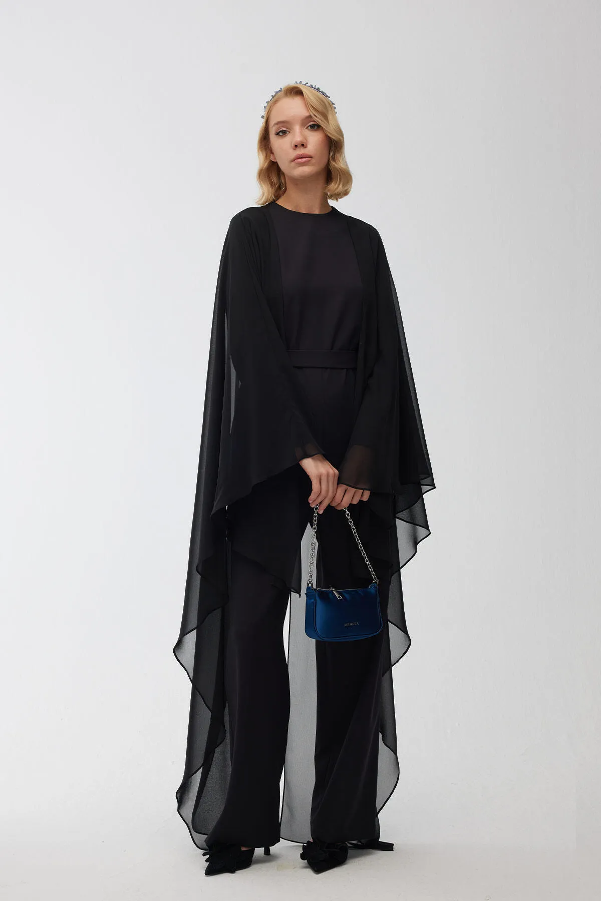 Manuka  Cape Abendkleid Overall Schwarz