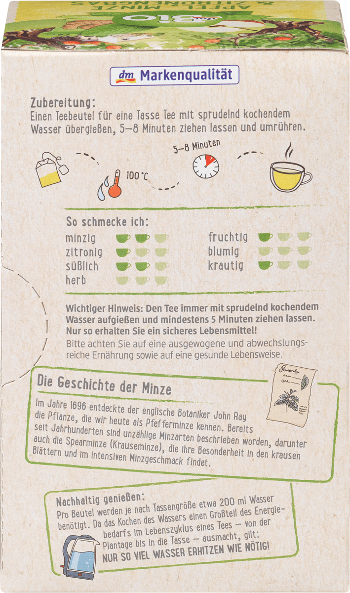 Früchte- & Kräuter-Tee Apfel, Minze & Zitronengras (20 x 2 g), 40 g