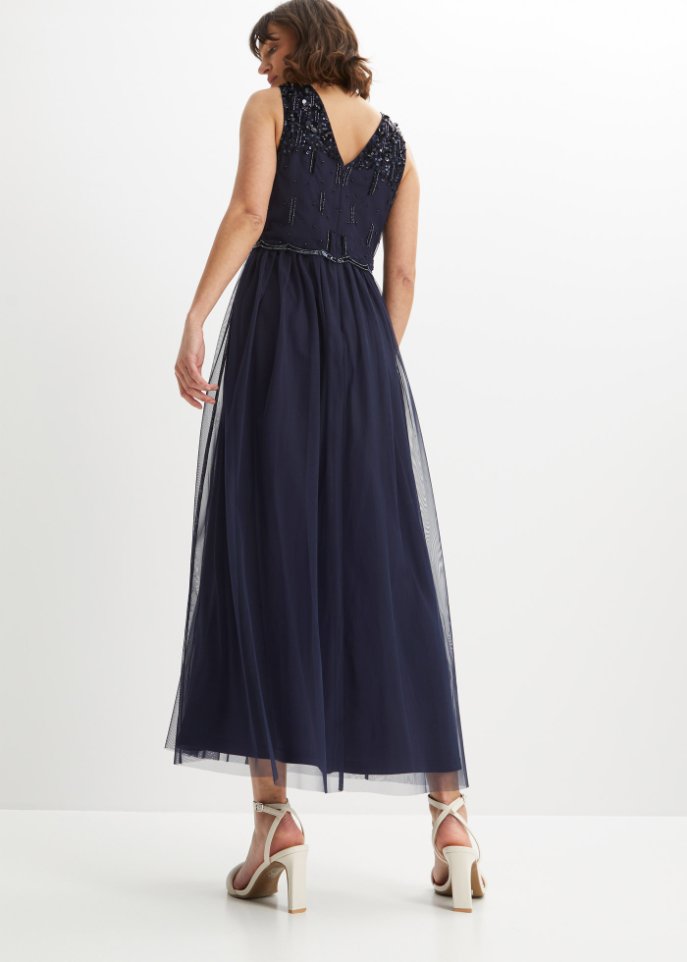 Maxikleid mit Perlen-Applikation
