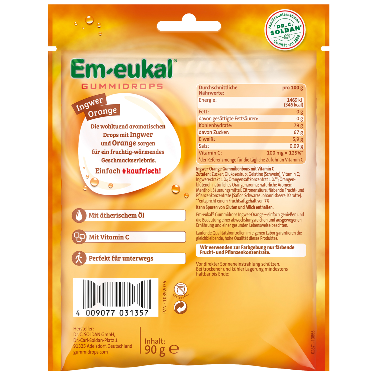 Em-eukal Gummidrops Ingwer-Orange 90g