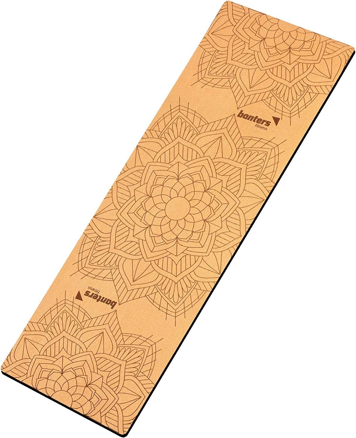 BANTERS Yogamatte aus Kork und Naturkautschuk, 100% recyclebar, 183x61x0,5 cm, mit Gurt aus Baumwolle