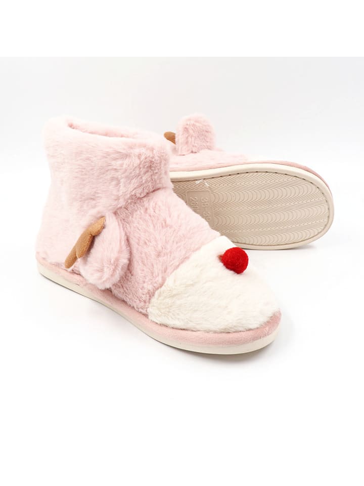 Confly Hausschuhe in Rosa/ Creme günstig kaufen