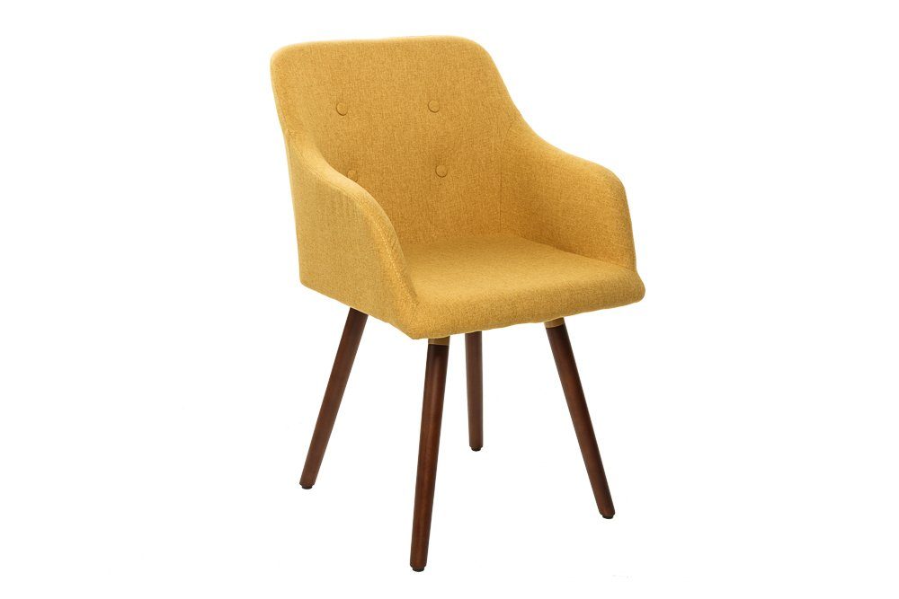 riess-ambiente Polsterstuhl SCANDINAVIA MEISTERSTÜCK senfgelb / braun (Einzelartikel, 1 St), Esszimmer · Webstoff · Massivholz · mit Armlehne · Retro Design