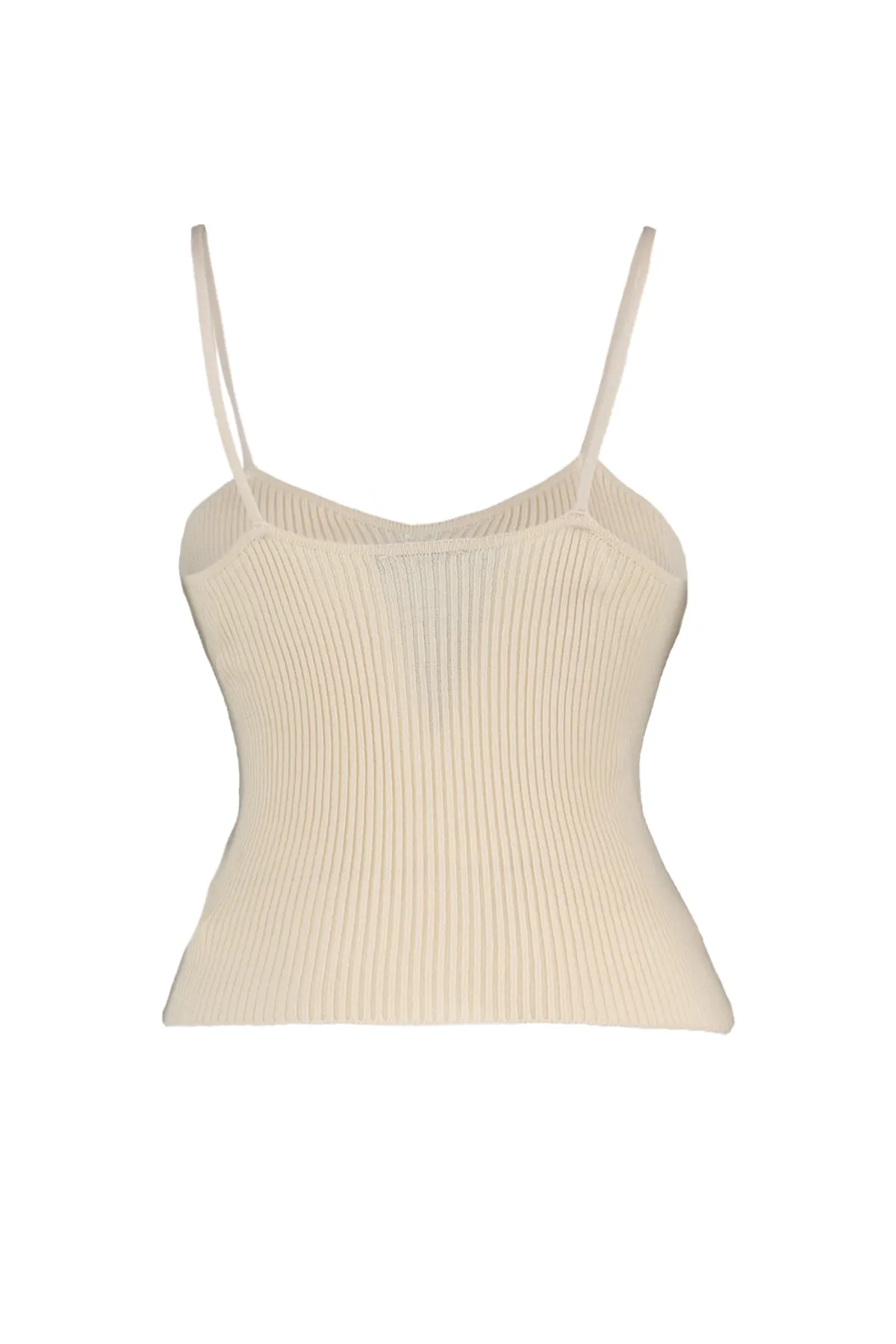 Trendyol Curve  Beigefarbenes Set aus Feinstrick-Cardigan und Unterhemd mit Krawatte und V-Ausschnitt