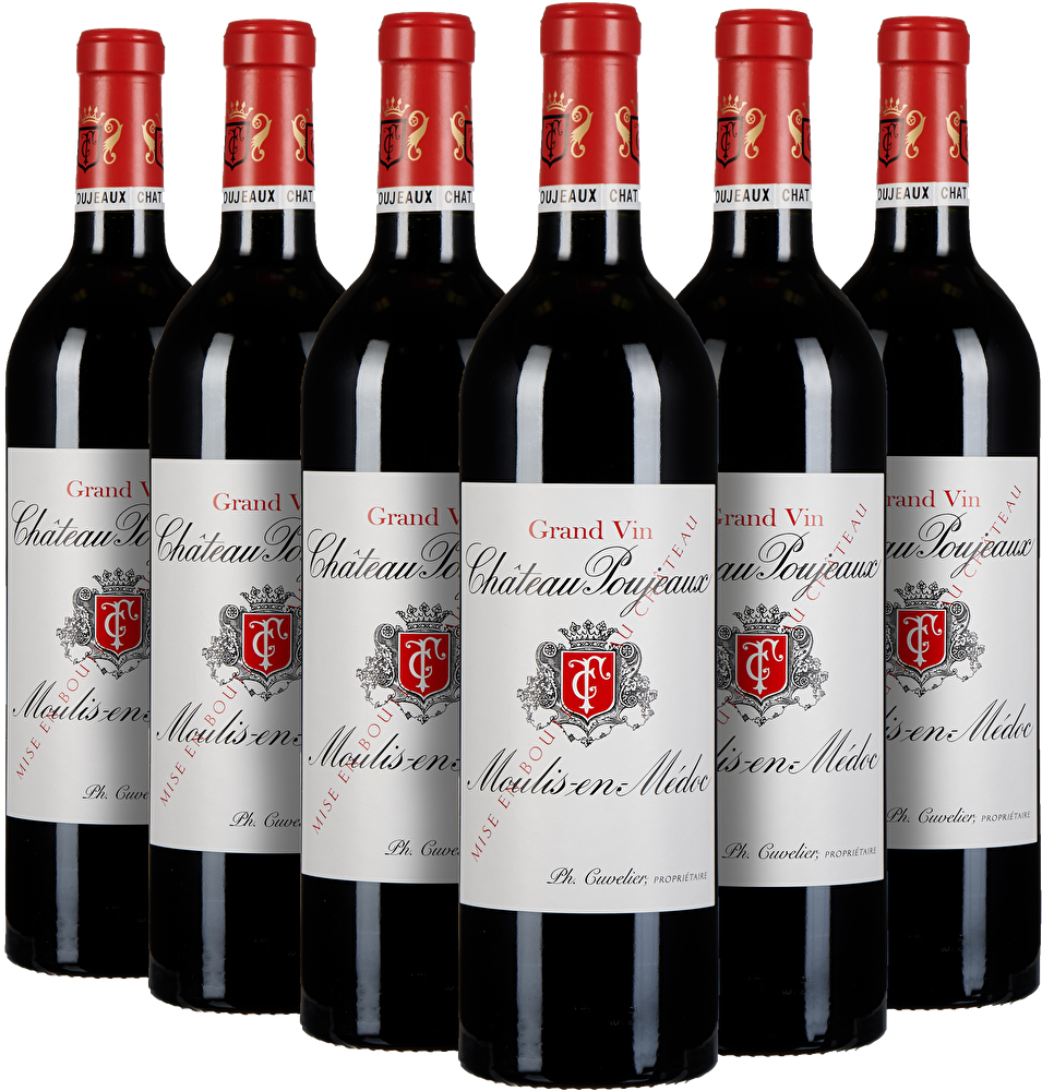 Château Poujeaux 6 Flaschen Château Poujeaux Cru Bourgeois 2022 in Holzkiste