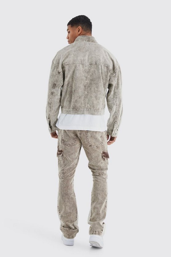Kastige Cord-Jacke mit Acid-Waschung