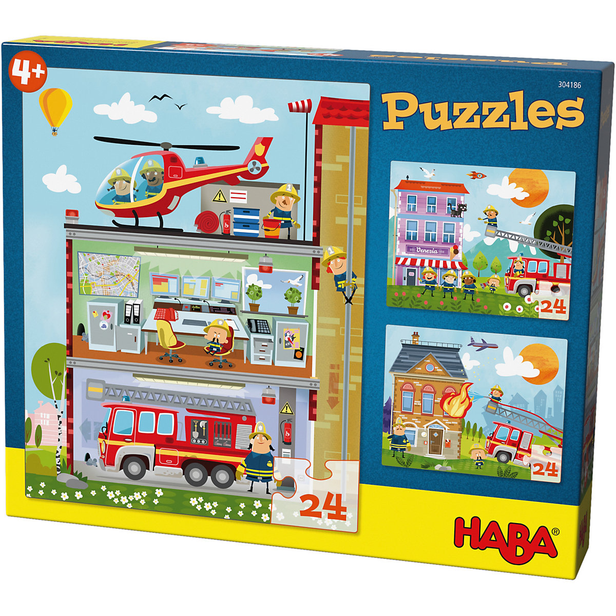 HABA 304186 Puzzleset 3 x 24 Teile - Kleine Feuerwehr