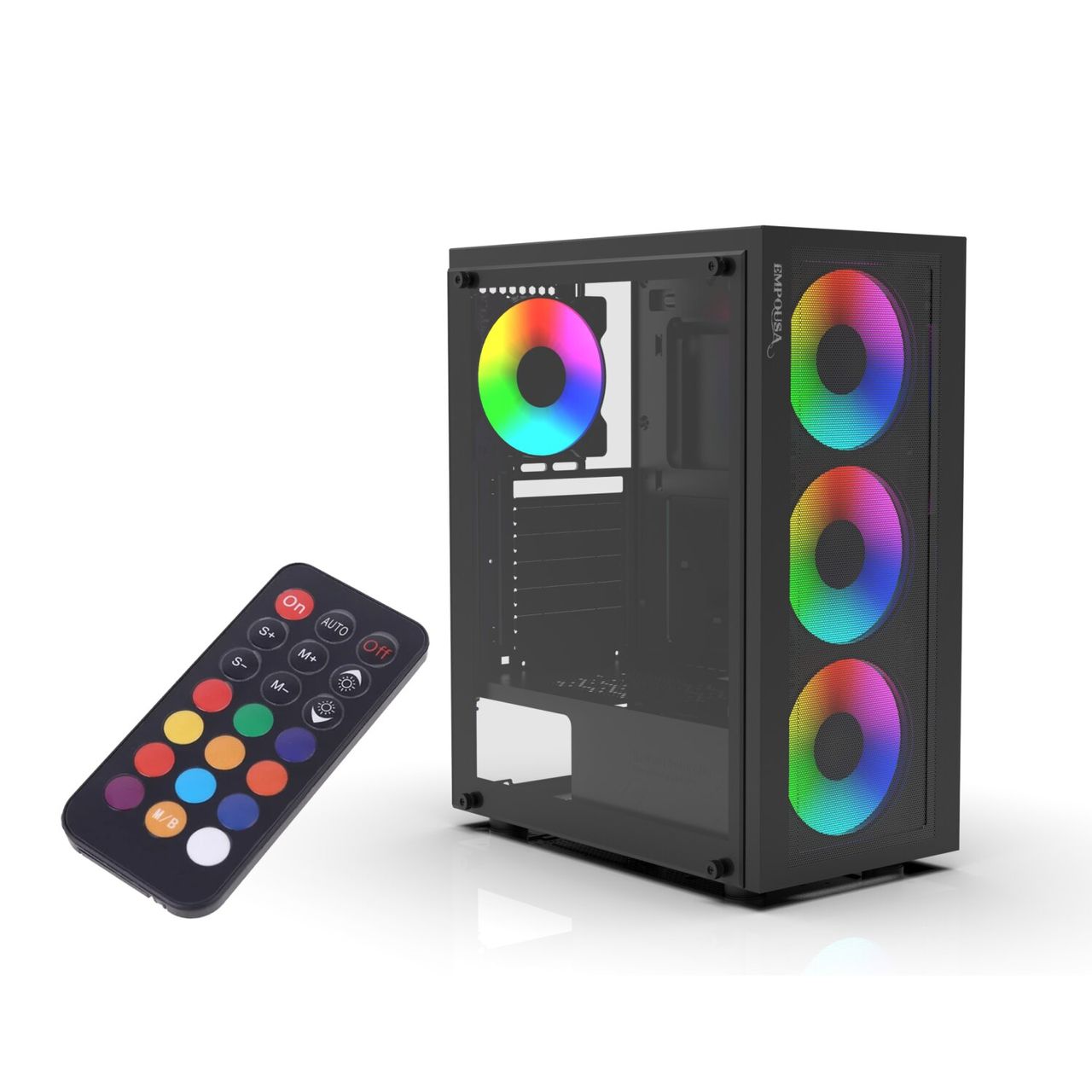 Inca Empousa EMG-15XN Gaming PC Gehäuse Computer Glasscheibe 4x ARGB Lüfter schwarz