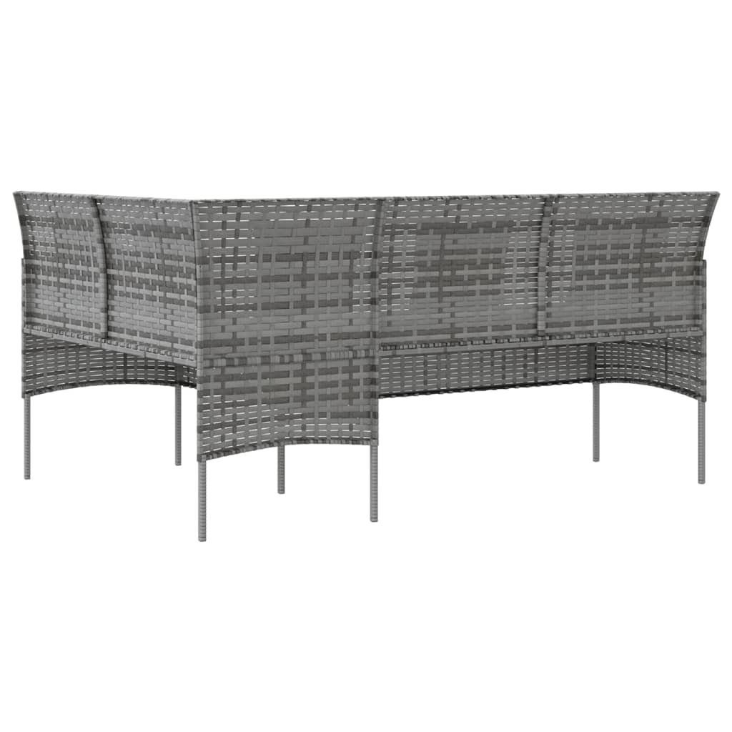 vidaXL Loungesofa Sofa in L-Form mit Kissen Poly Rattan Grau, 1 Teile