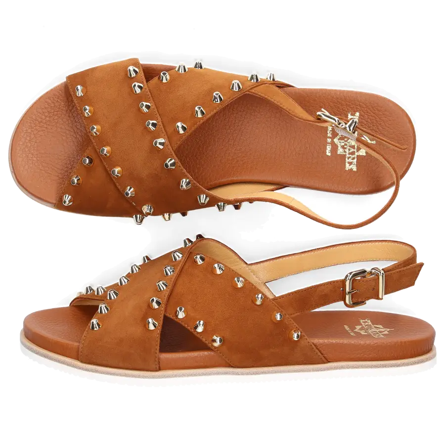 Truman's - Sandalen 9166 Veloursleder Nieten braun - braun