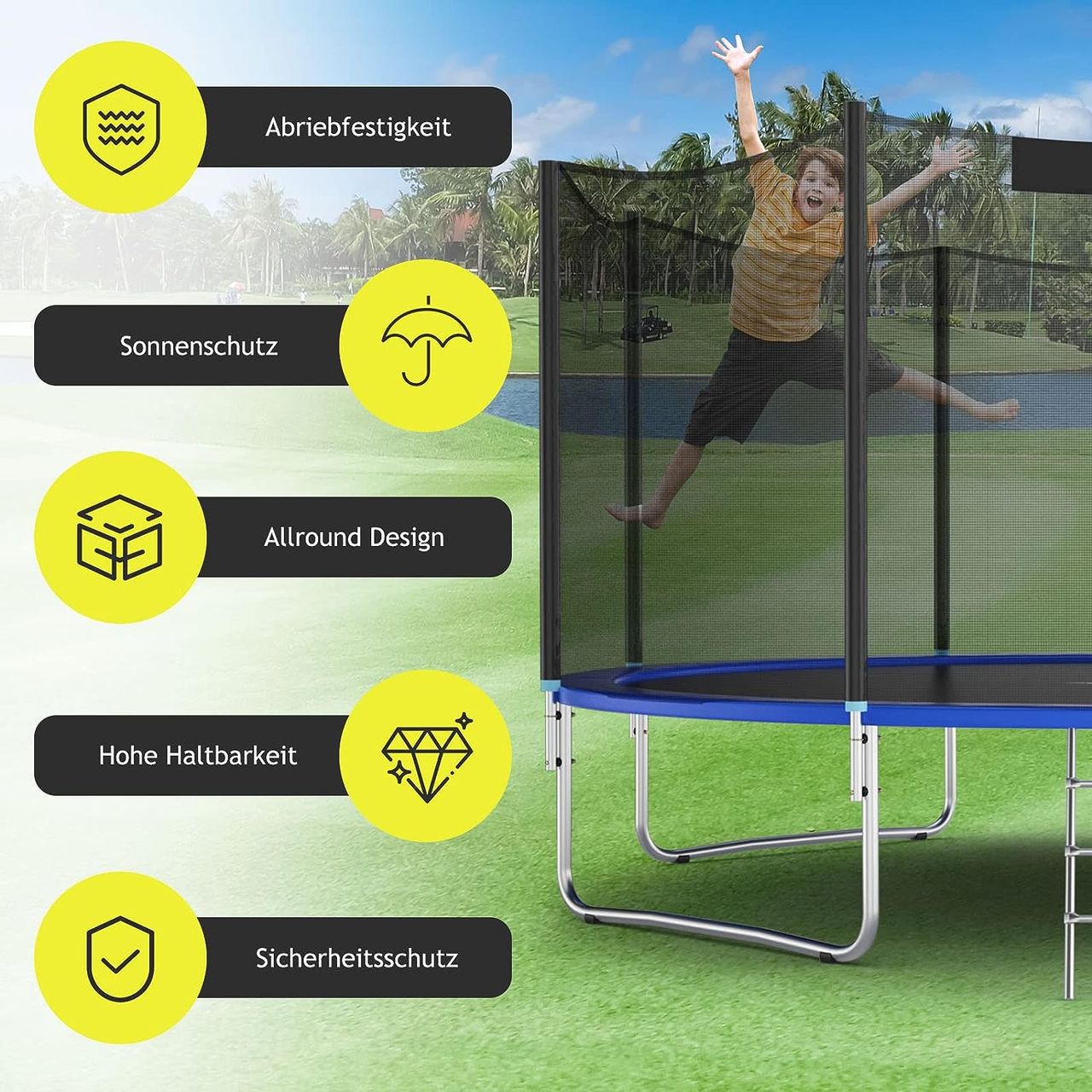 Costway COSTWAY Ø457cm Trampolin Sicherheitsnetz für Gartentrampoline