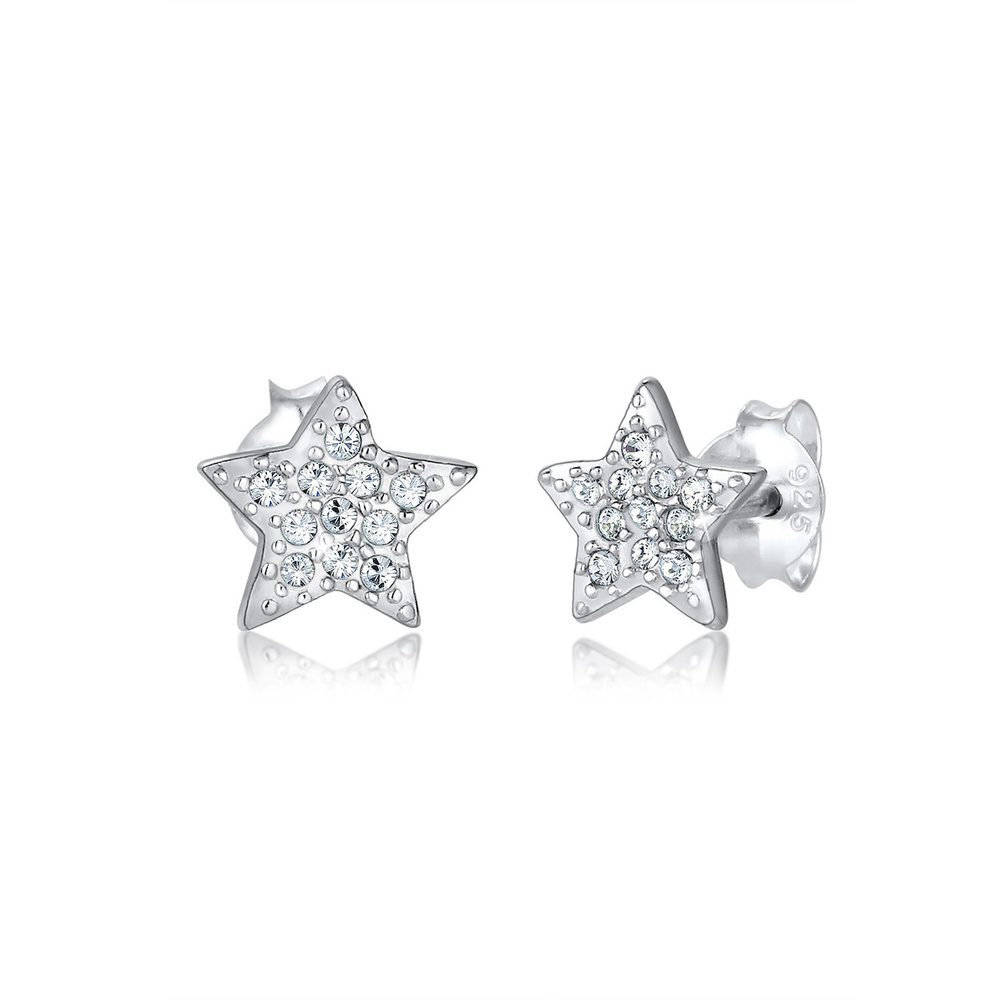 Elli Elli Boucles d'Oreilles Sterne Astro Trend Kristalle 925 Silber Boucles d'oreilles