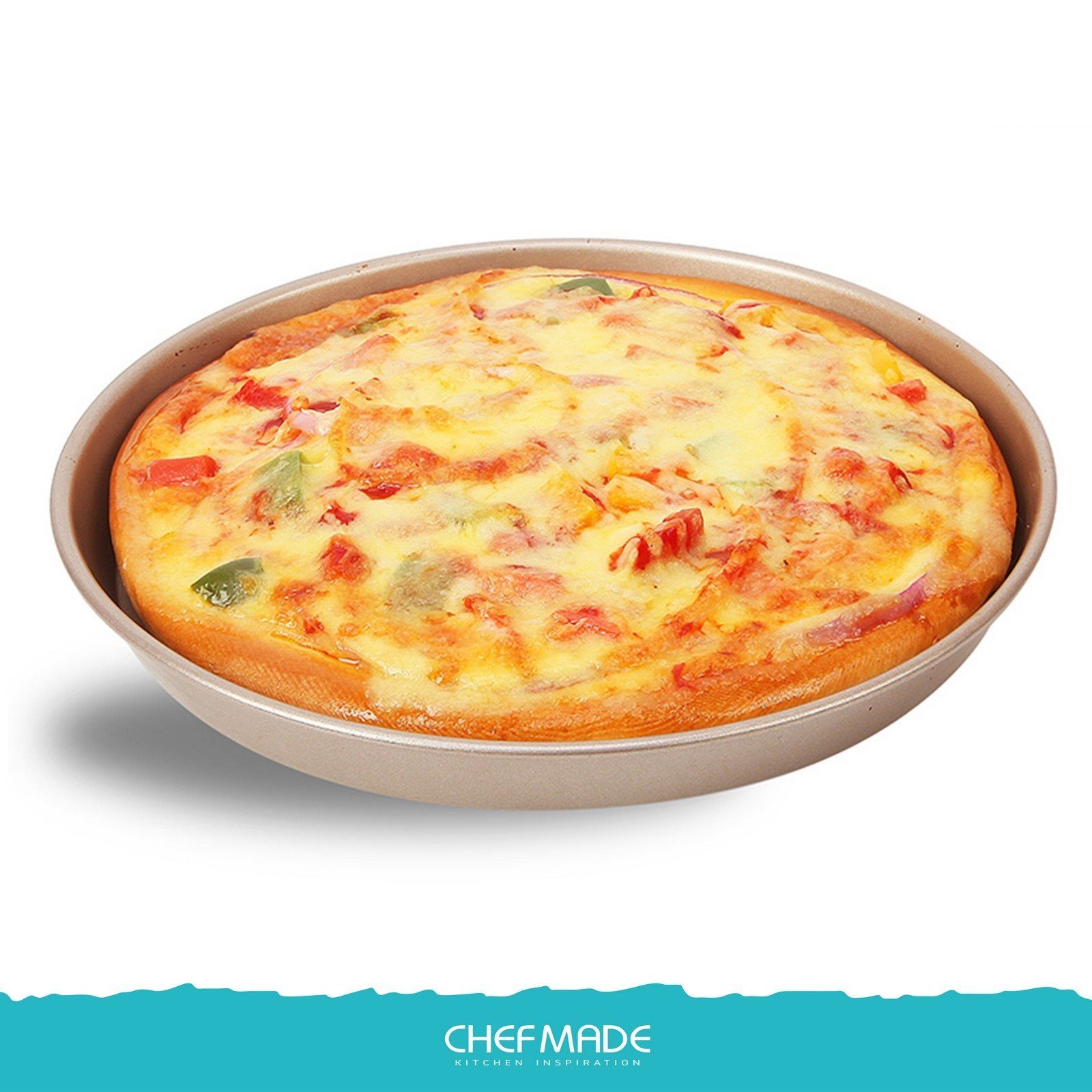 Chefmade Pizzablech Backblech, Karbonstahl, (CHEFMADE, 18cm Pizzablech rund, 194x25mm, Champagnergold, antihaft- & silikonbeschichtet, Pizzaform, Kuchenblech, Tarteform, Quicheform, Ofenblech, Karbonstahl, 1-St., Premium), Pizzablech - Pizzablech Run