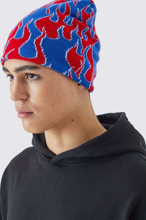 Beanie mit Flammen-Print