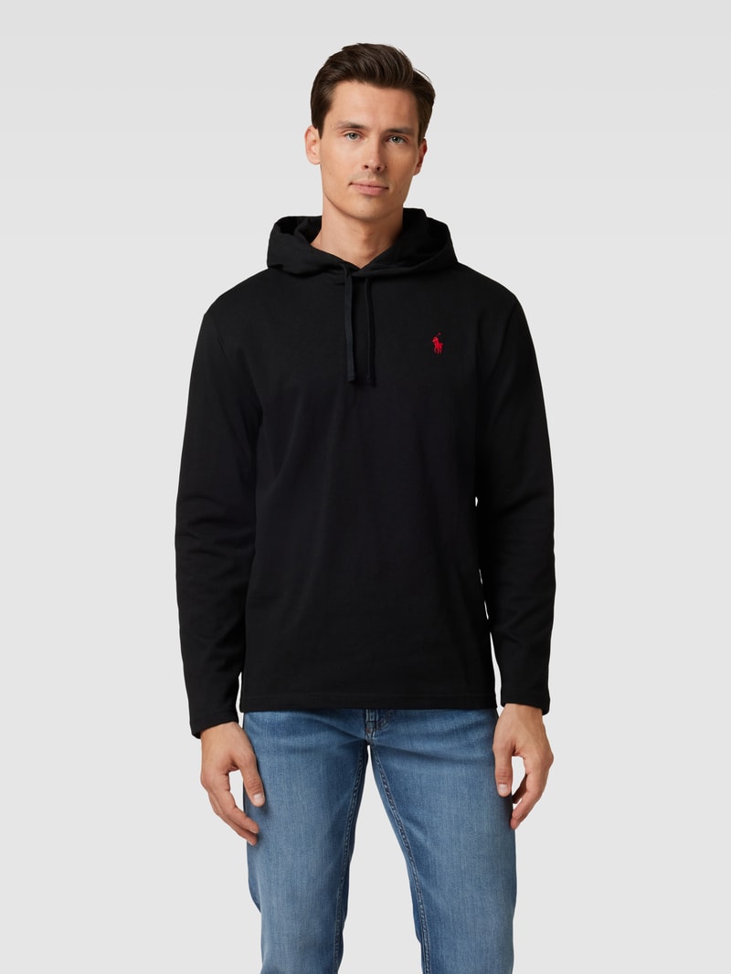 Hoodie mit Logo-Stitching in schwarz