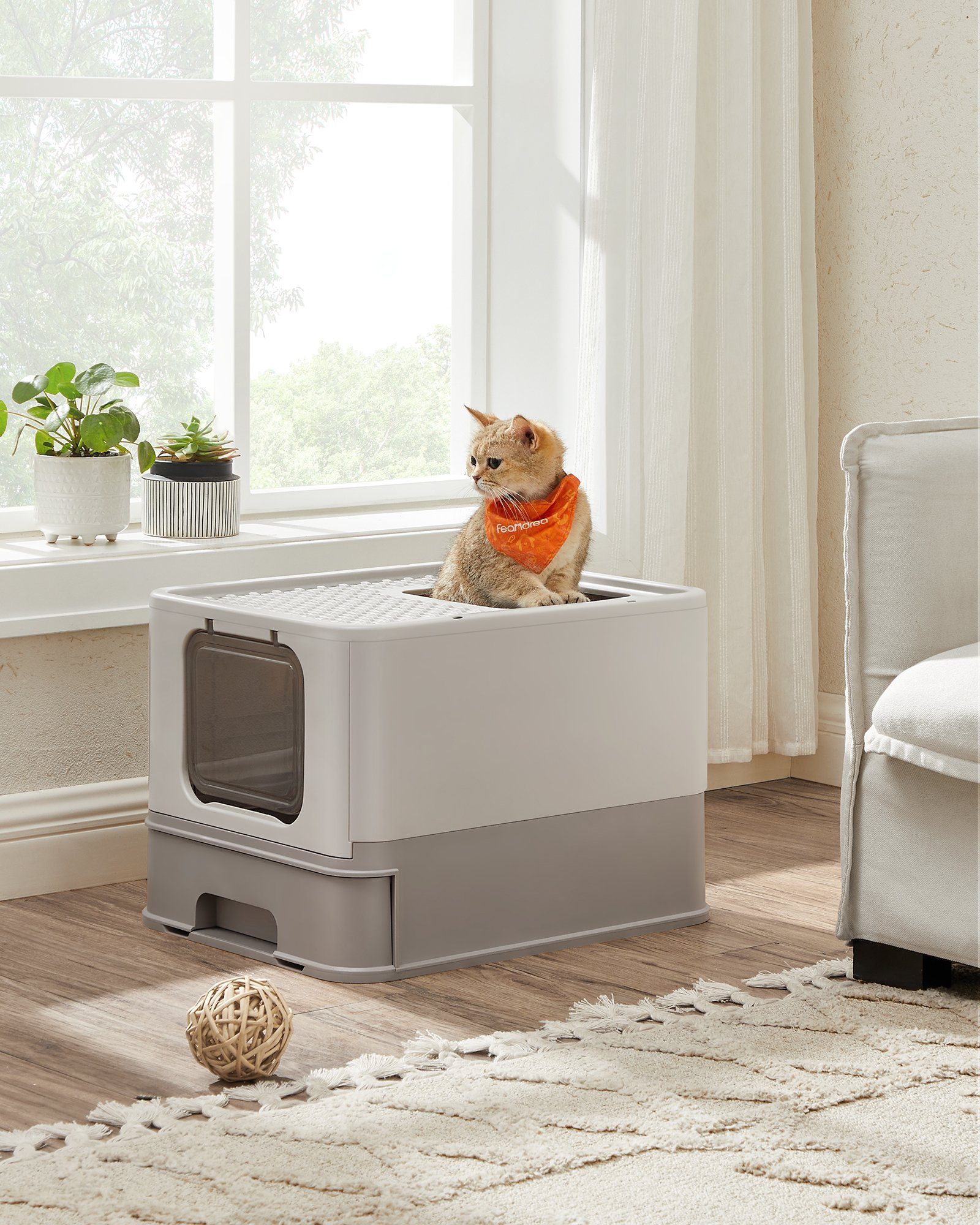 FEANDREA Katzentoilette, Katzenklo, mit Deckel, für Katzen bis 15kg