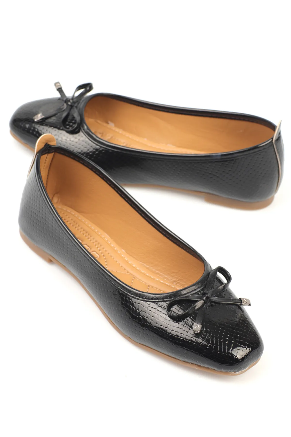 Capone Outfitters  Hana Trend Bow Schwarze Damen-Ballerinas