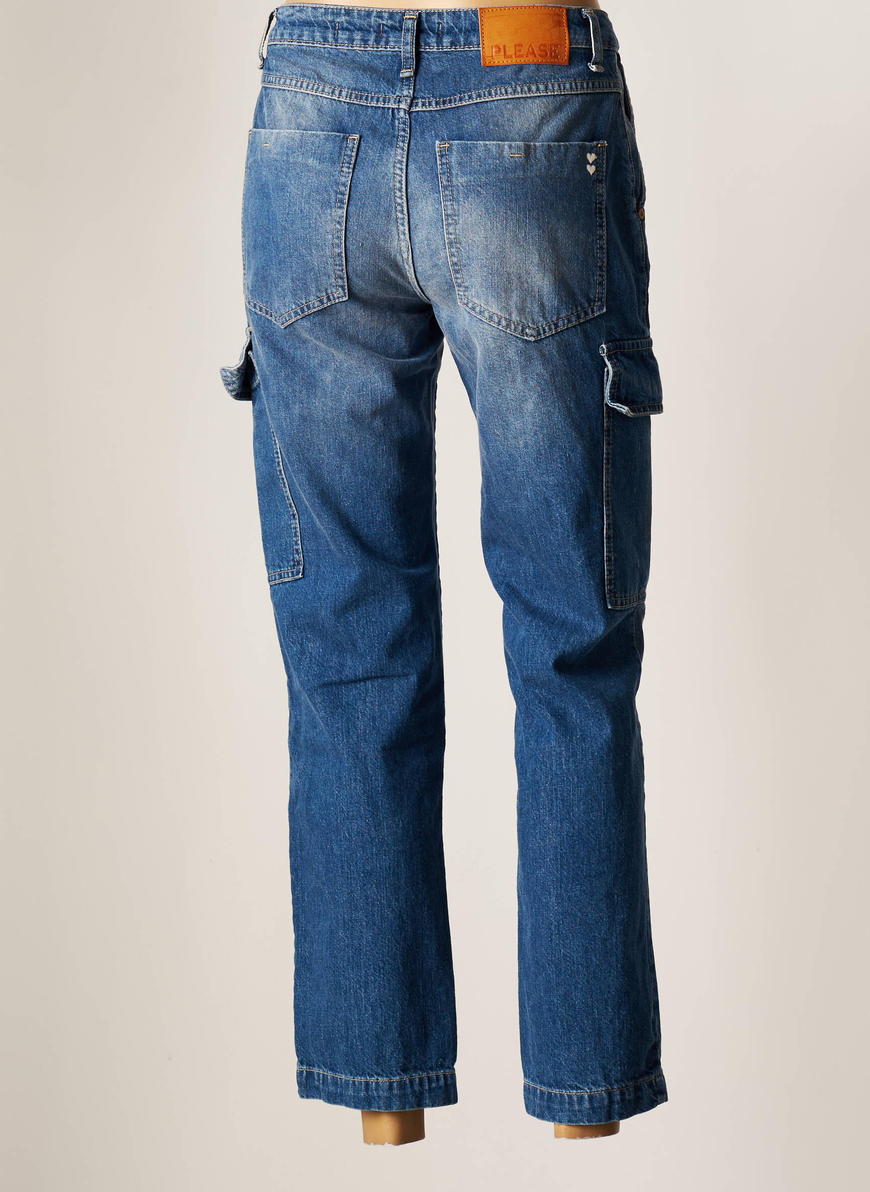 Please Jeans Coupe Droite Femme couleur bleu