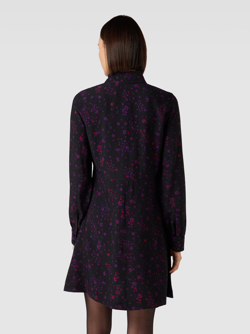 Minikleid mit floralem Allover-Muster in schwarz