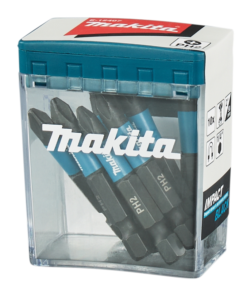 Makita Accessories E-12407 Bit de șurubelniță cu impact negru PH2 x 50 mm, 10 bucăți
